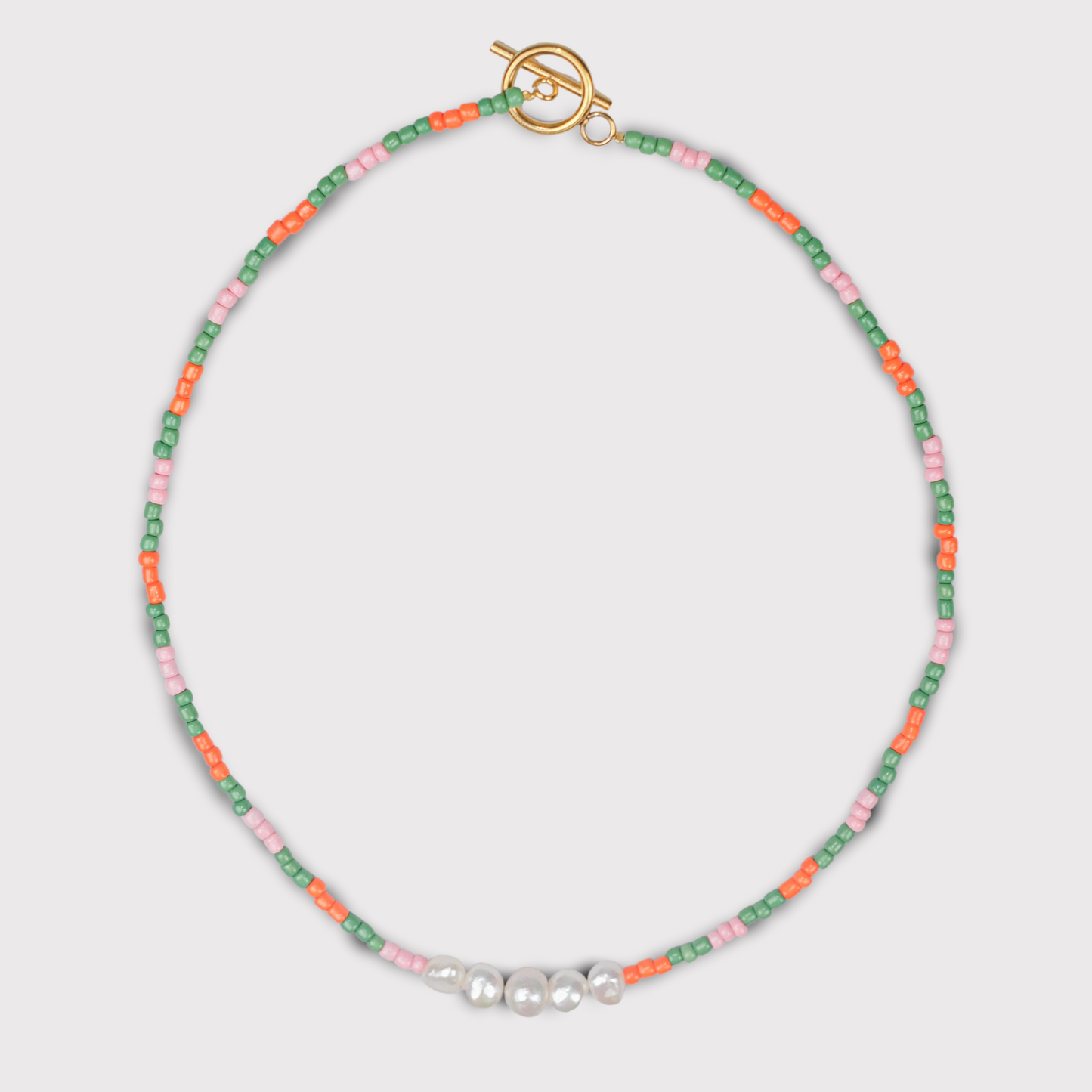 Perlen Choker Grün/Orange/Pink