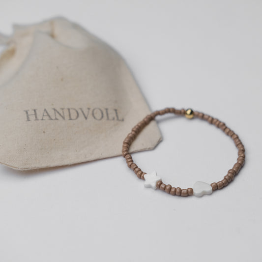 Perlenarmband Braun/Weiß