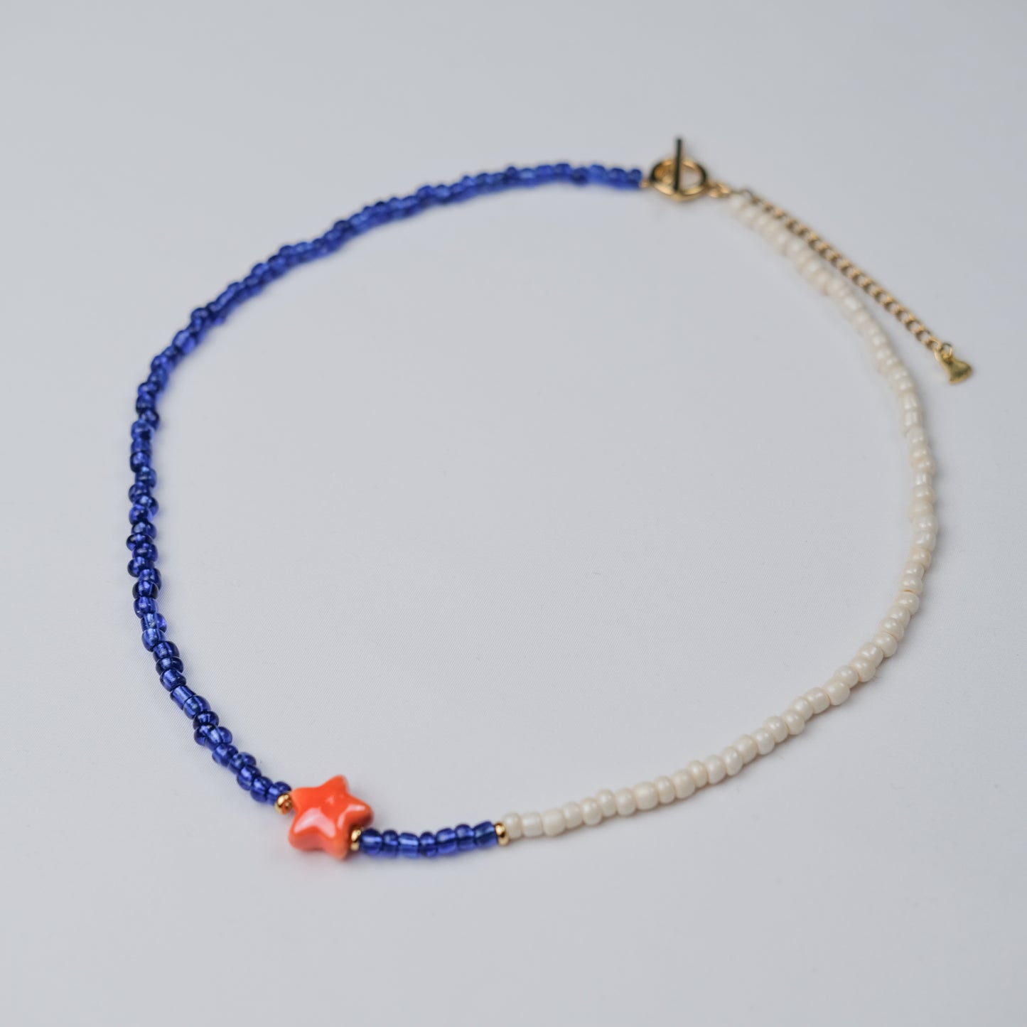 Perlen Choker Blau/Weiß/Orange