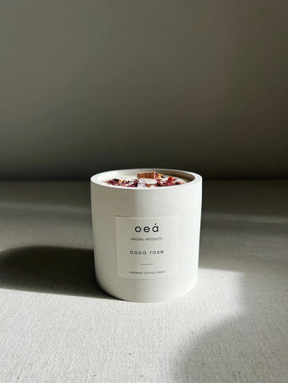 'Coco Rose' Duftkerze + Badebombe weiß